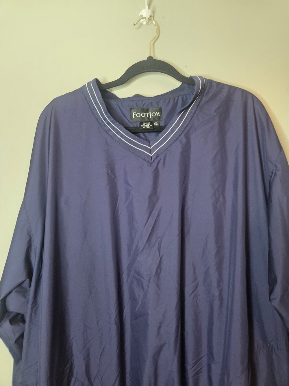 FootJoy Windbreaker Mens Size XXL Navy Blue V-Neck Pullover Long Sleeve